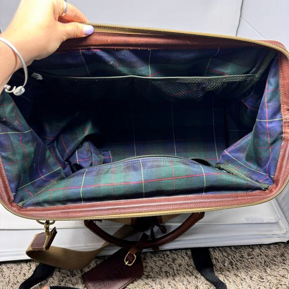 Orvis Canvas & Leather Zip Travel Duffle Bag Large Green - Picture 8 of 11